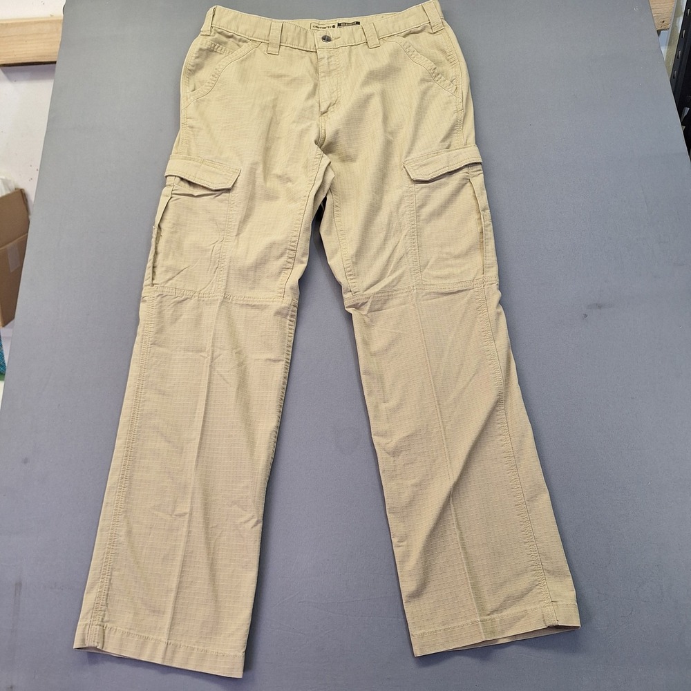 Carhartt Force Relaxed Fit Cargo Pants Mens 33x32 Tan Ripstop Work 104200 DKH
